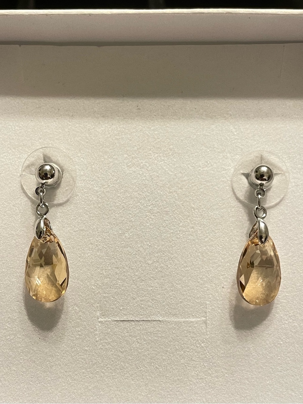 Elegant Champagne Teardrop Dangle Earrings - Women Jewelry